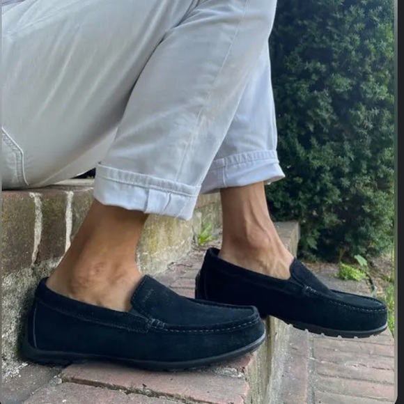 Geox Respira Men’s Driving Loafer. Black Suede W/Cream White Stitching, Size 44. - Picture 11 of 16